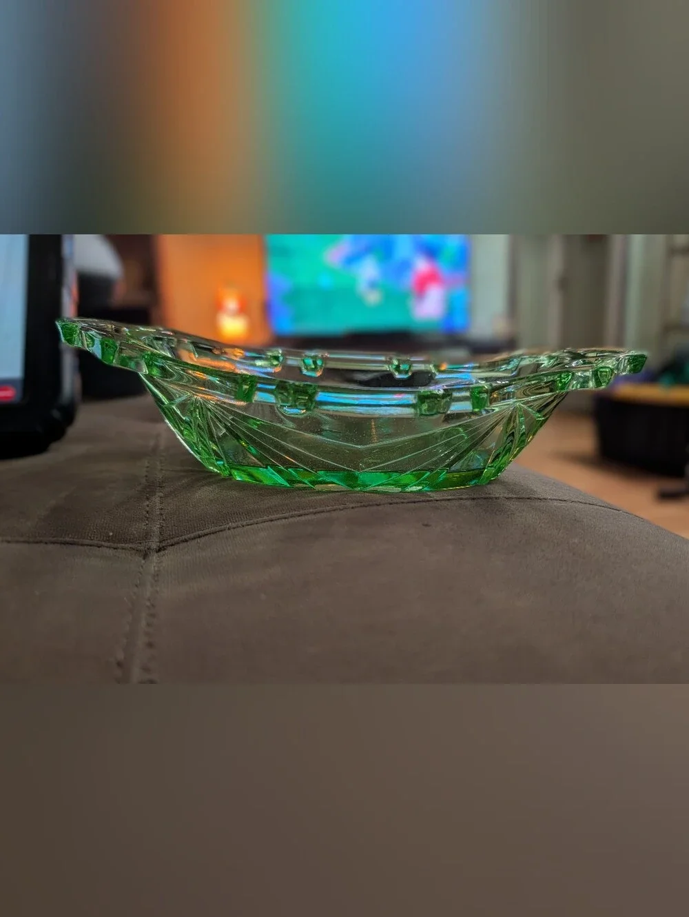 Green Glass Decorative Serving Tray - Home Bath